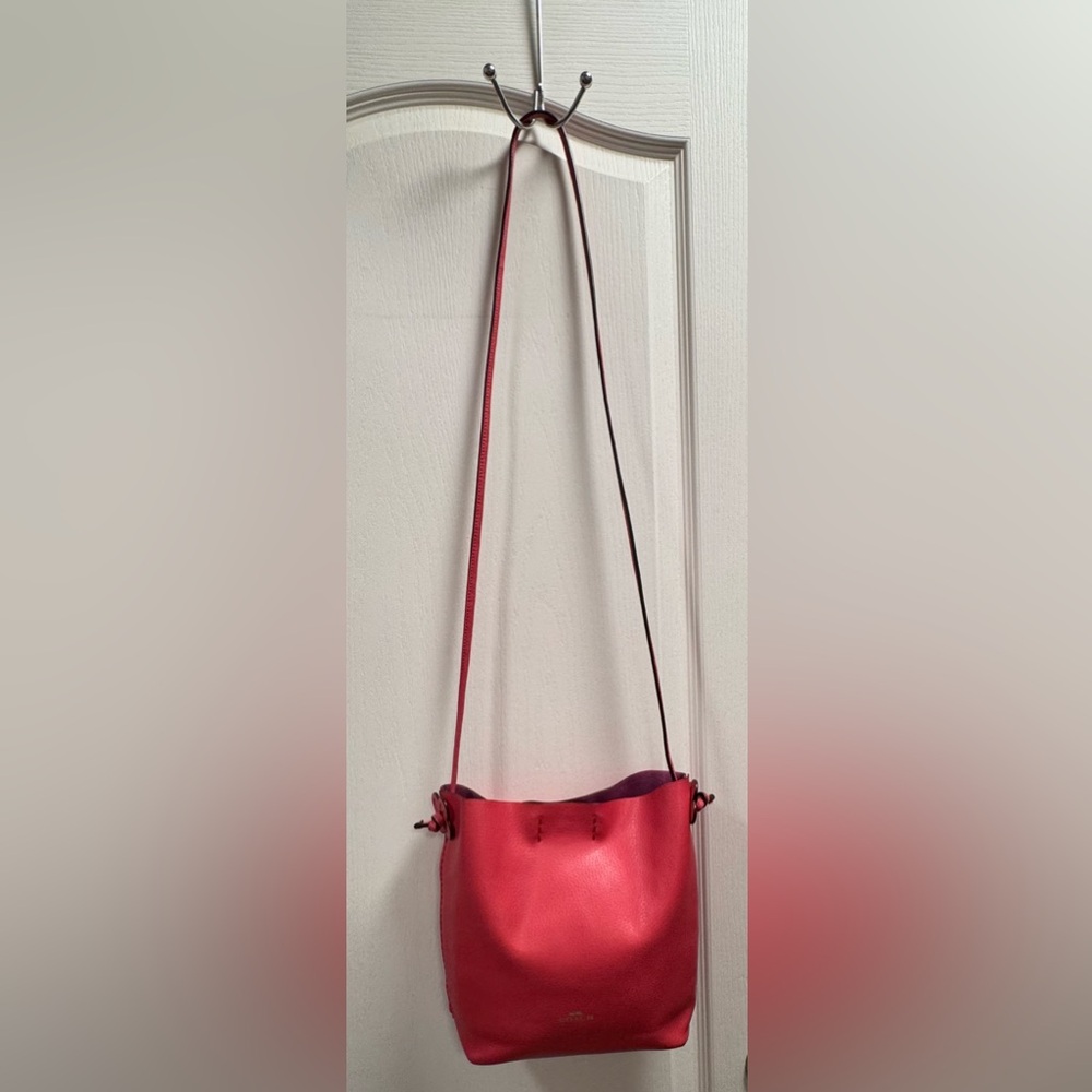 Coach Derby Crossbody in Strawberry Red Pebble Leather - Picture 10 of 10
